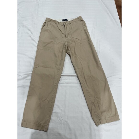 Polo Ralph Lauren Classic Fit Pants Mens 33x32 Beige Khaki Straight Leg Flat - Picture 1 of 7